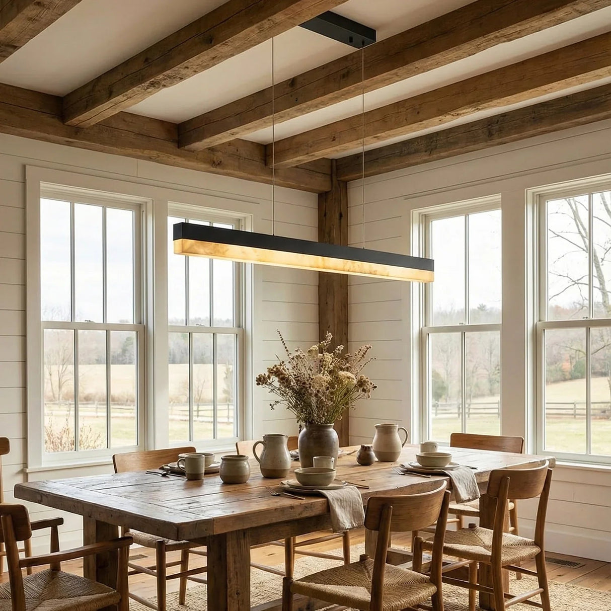 Linear Alabaster Pendant Light LED Kitchen Island Bar Fixture