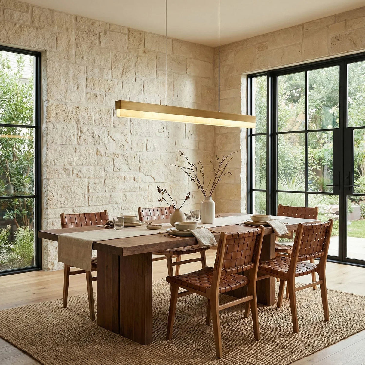 Linear Alabaster Pendant Light LED Kitchen Island Bar Fixture