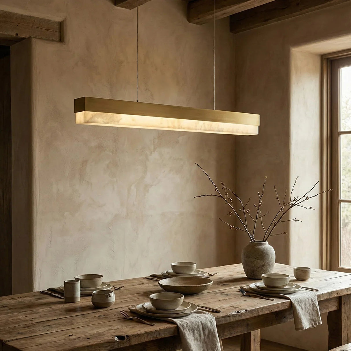 Linear Alabaster Pendant Light LED Kitchen Island Bar Fixture