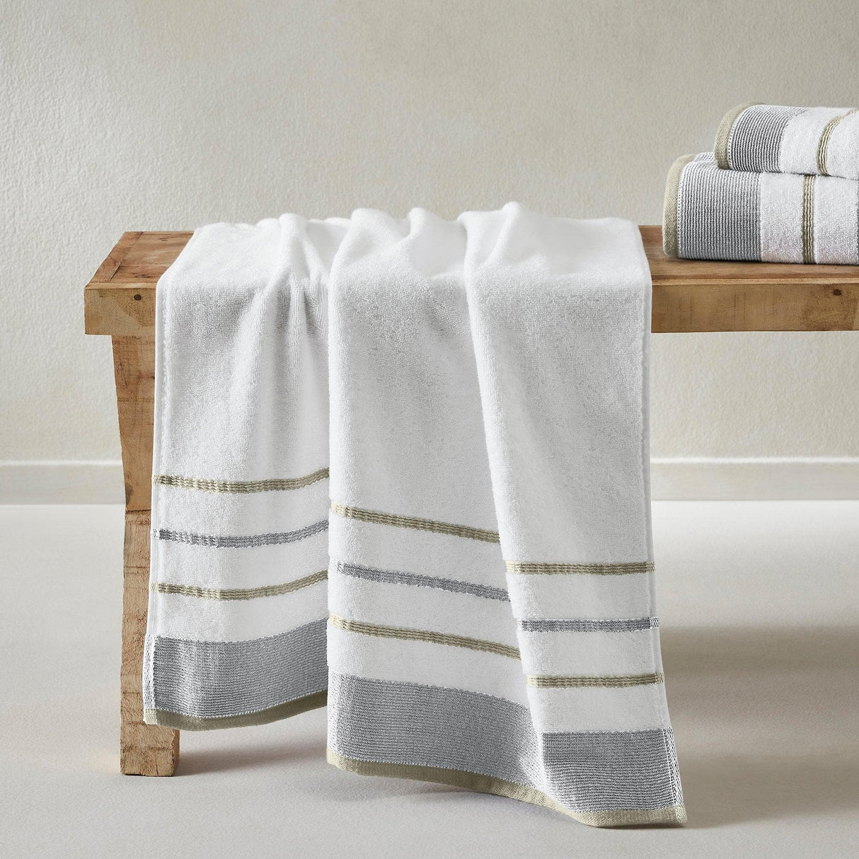 Decorative Cotton Stripe Bath Towel Set - Noelle Collection