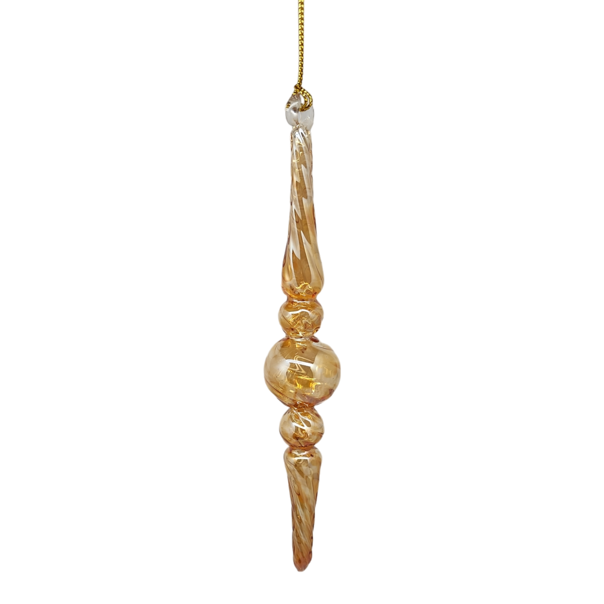 Outer Swirl Icicle Glass Ornaments - Gold -Finial