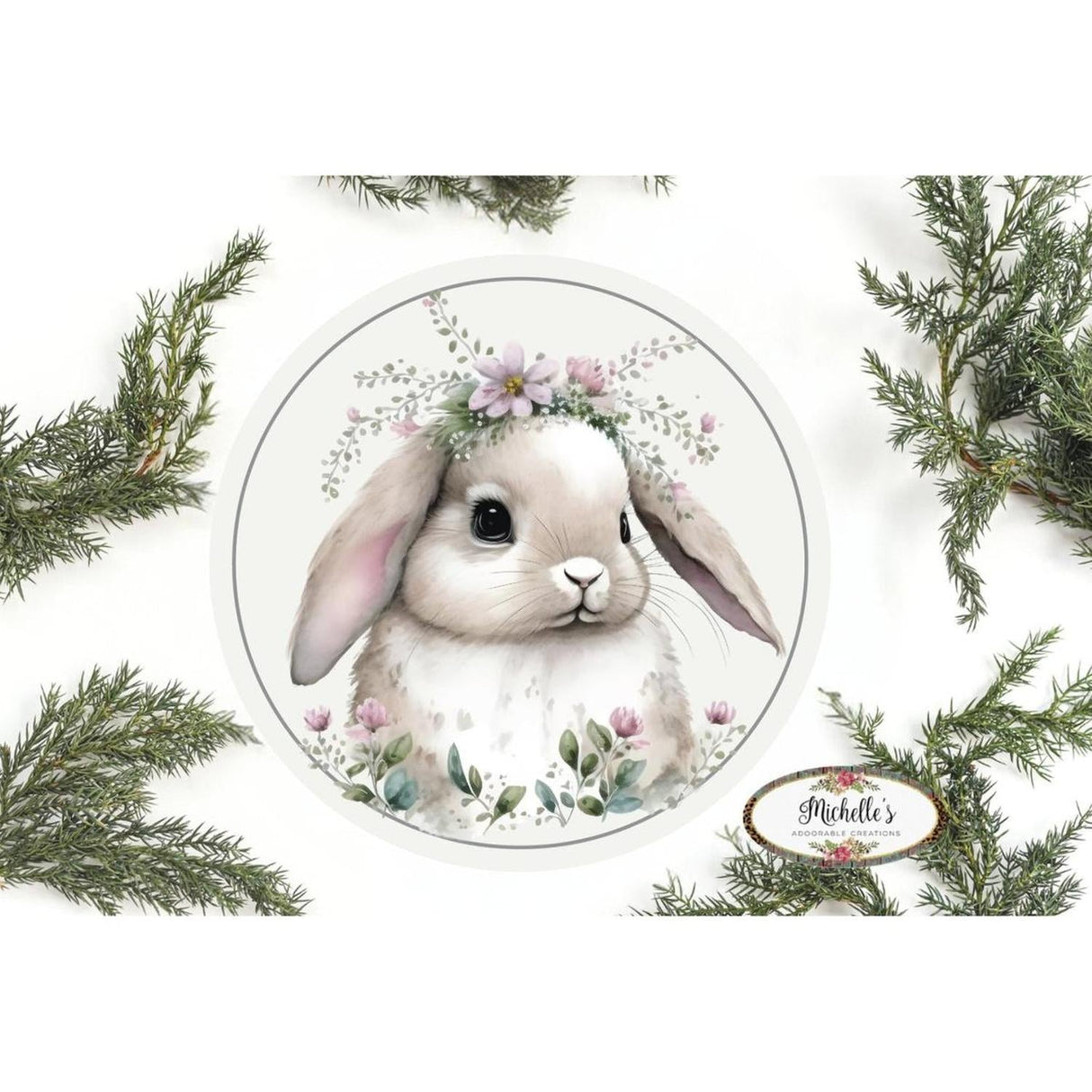 Lop Ear Bunny Easter Round Sign