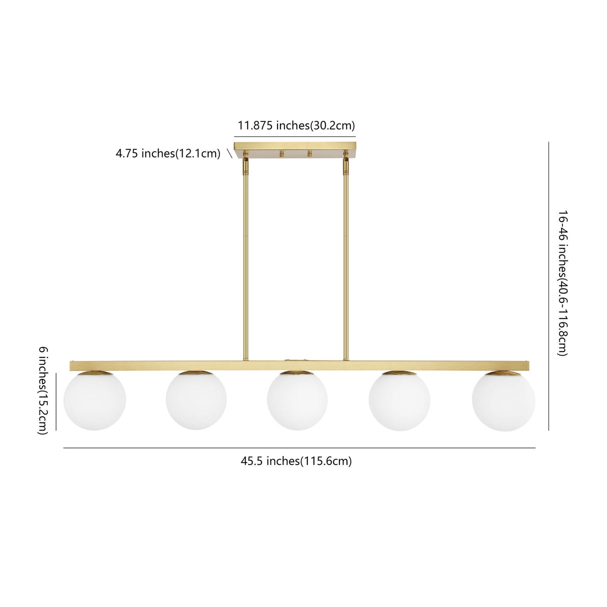 Luca 5 - light modern glam iron globe linear led pendant - Tuesday Morning - Pendants