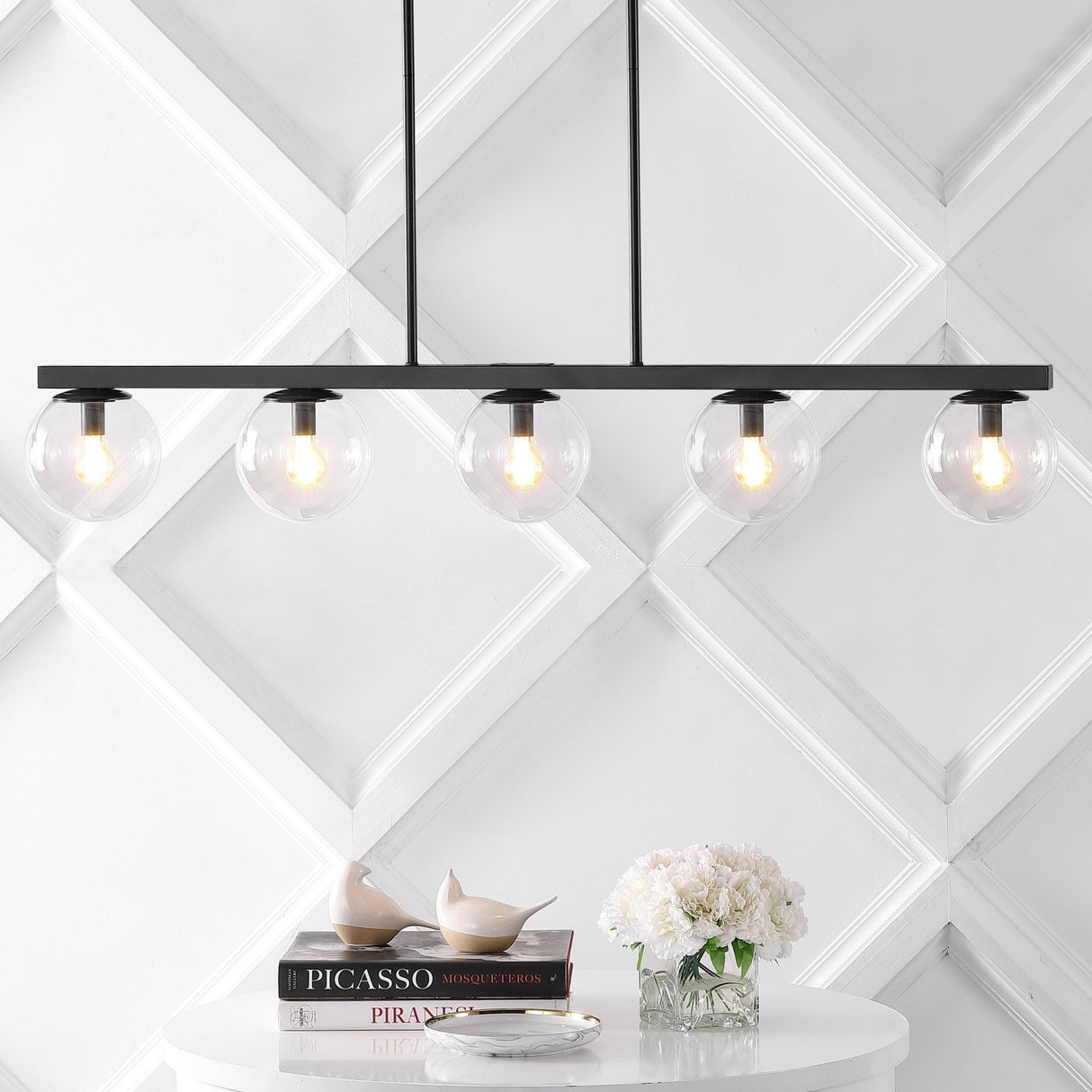 Luca 5 - light modern glam iron globe linear led pendant - Tuesday Morning - Pendants