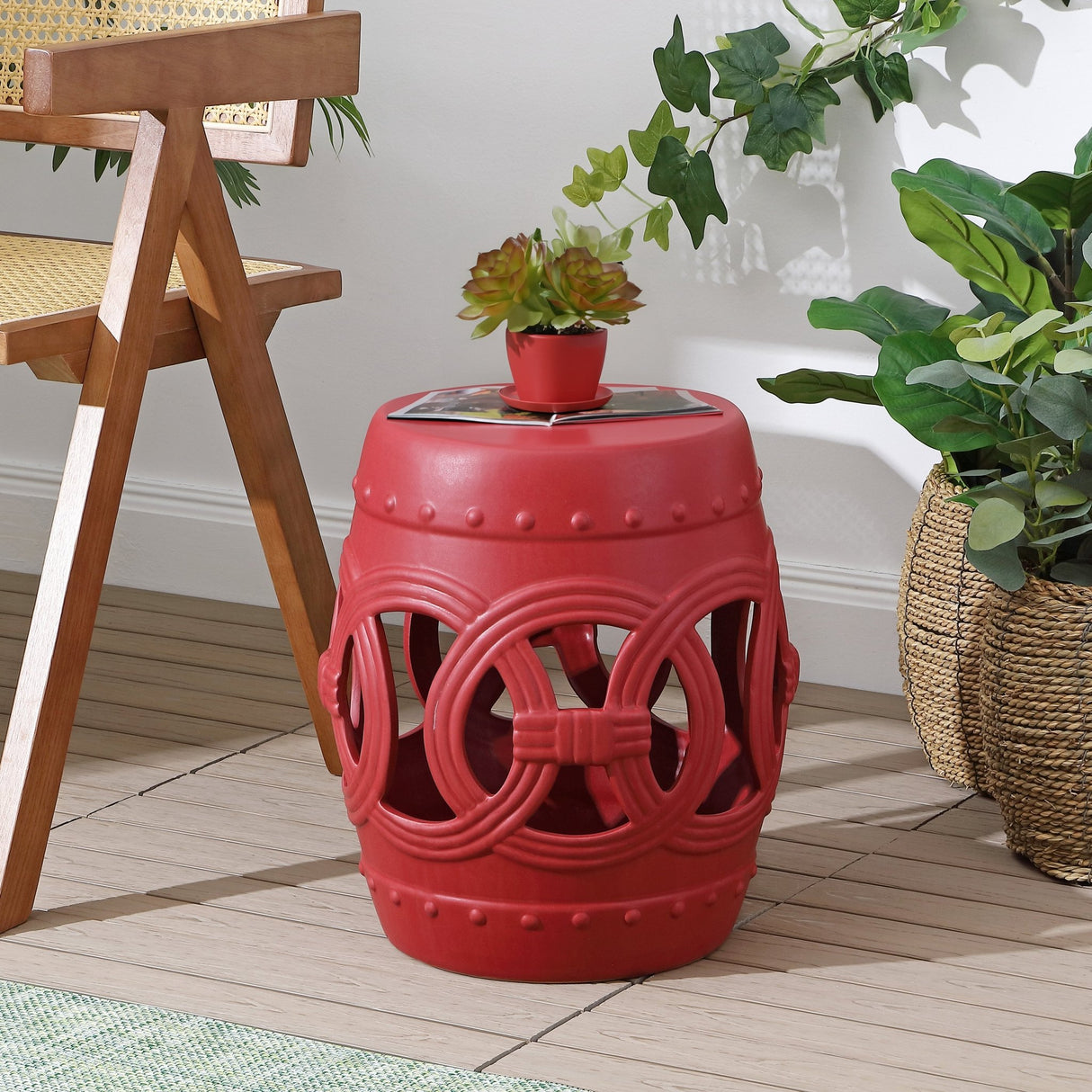 Lucky chinese ceramic drum garden stool - Tuesday Morning - Outdoor Tables