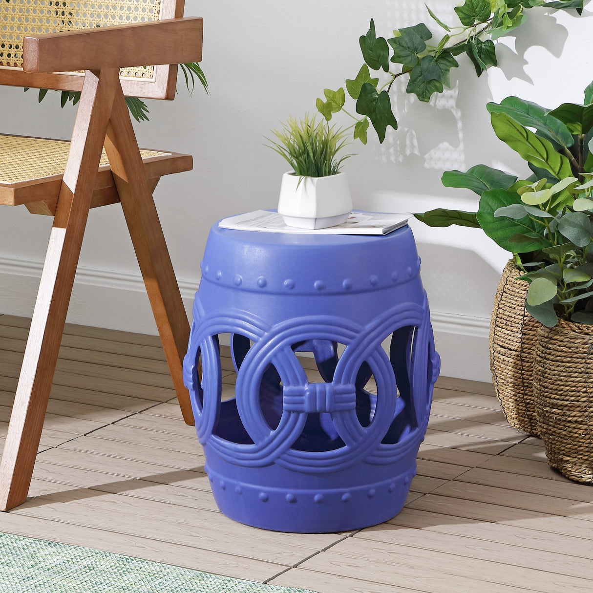 Lucky chinese ceramic drum garden stool - Tuesday Morning - Outdoor Tables