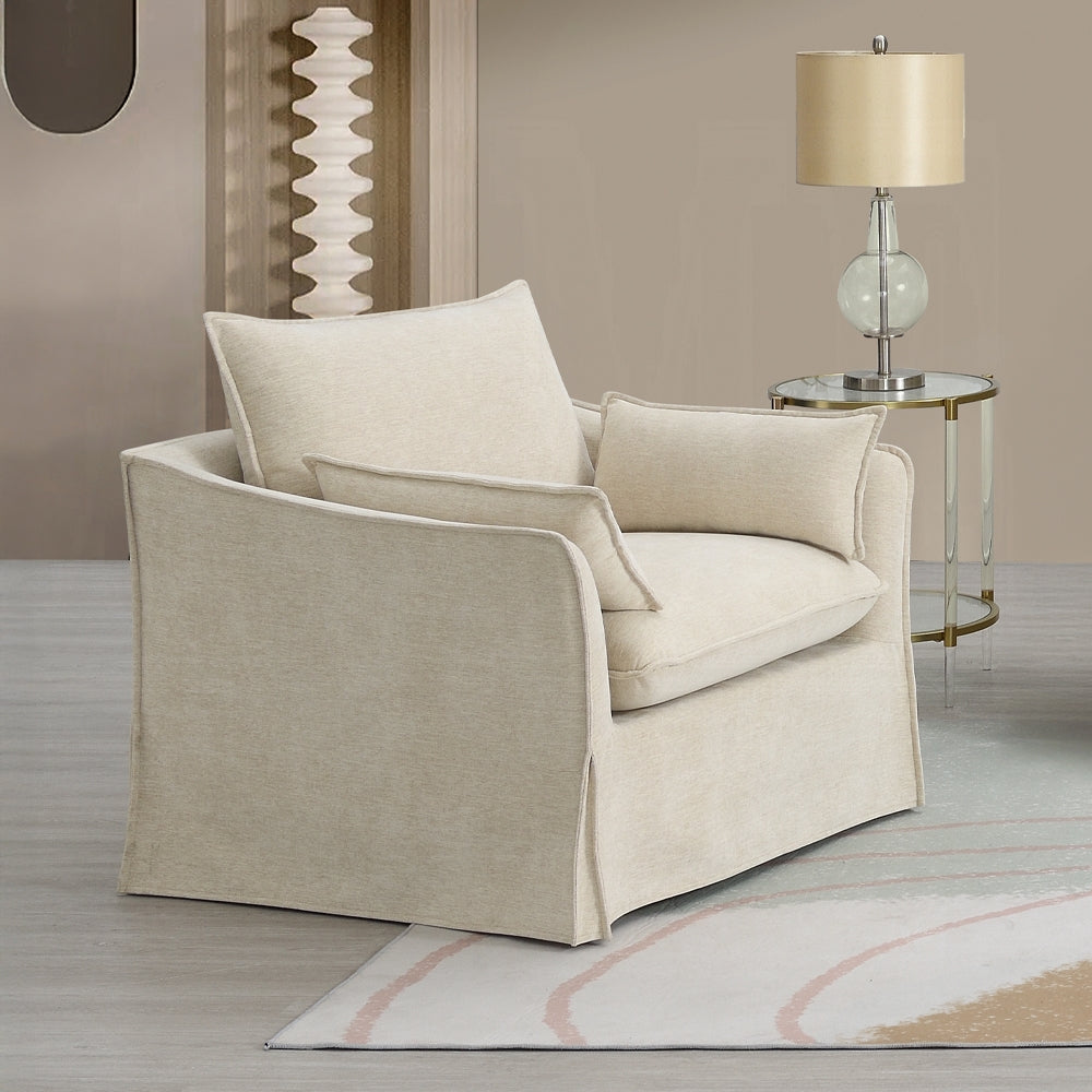 Shane Beige Linen Chair with 2 Pillows