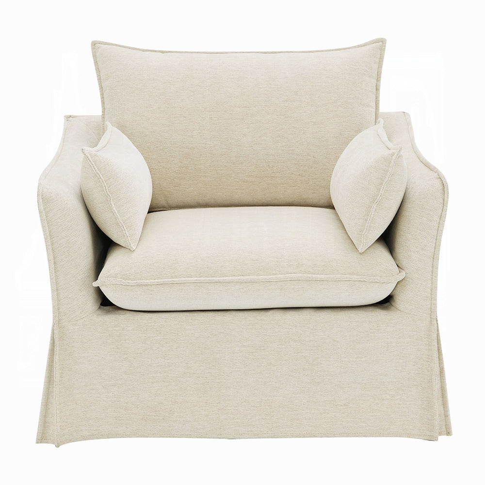 Shane Beige Linen Chair with 2 Pillows