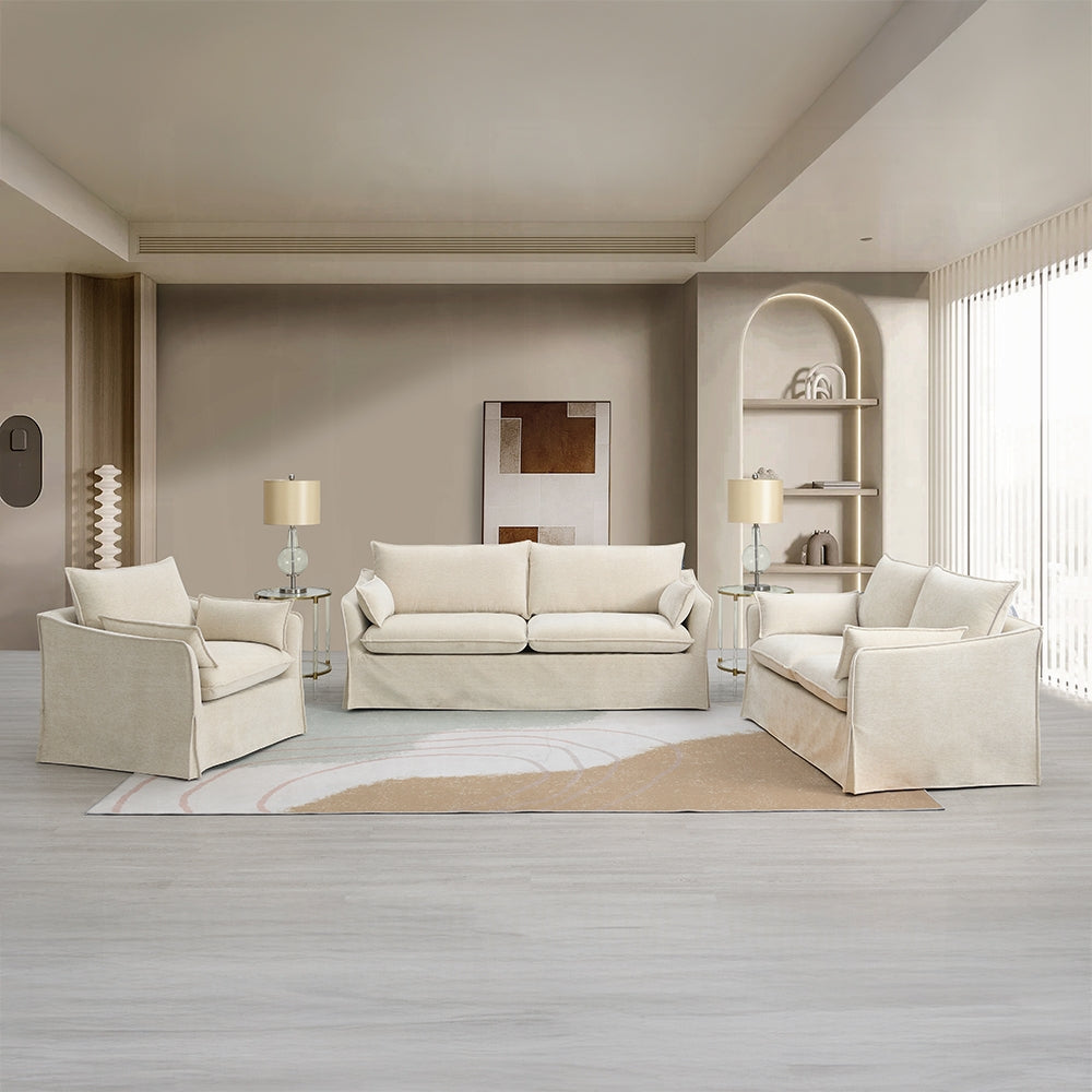 Shane Beige Linen Chair with 2 Pillows