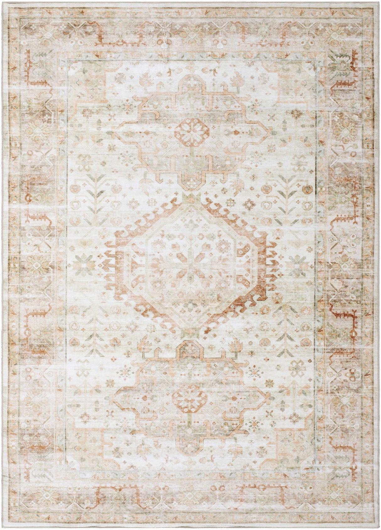 Laran Rust Distressed Washable Area Rug