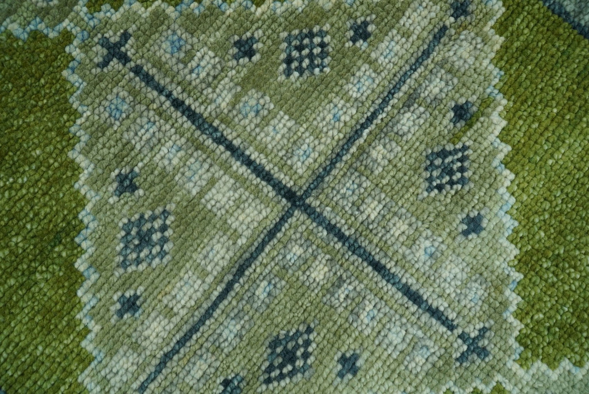 Made to Order Runner Traditional Heriz Green And Gray Hand Knotted Wool Rug
