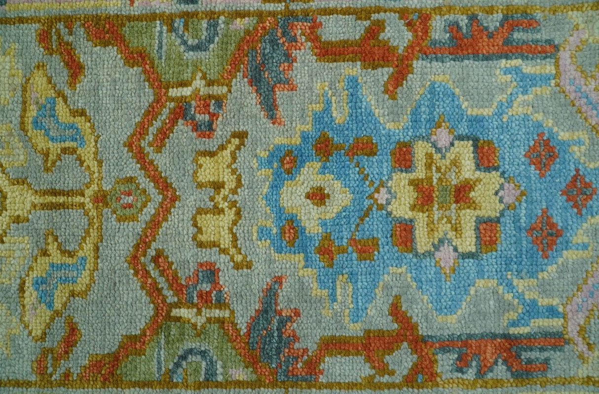 Made to Order Traditional Olive And Blue Hand Knotted Runner Wool Rug