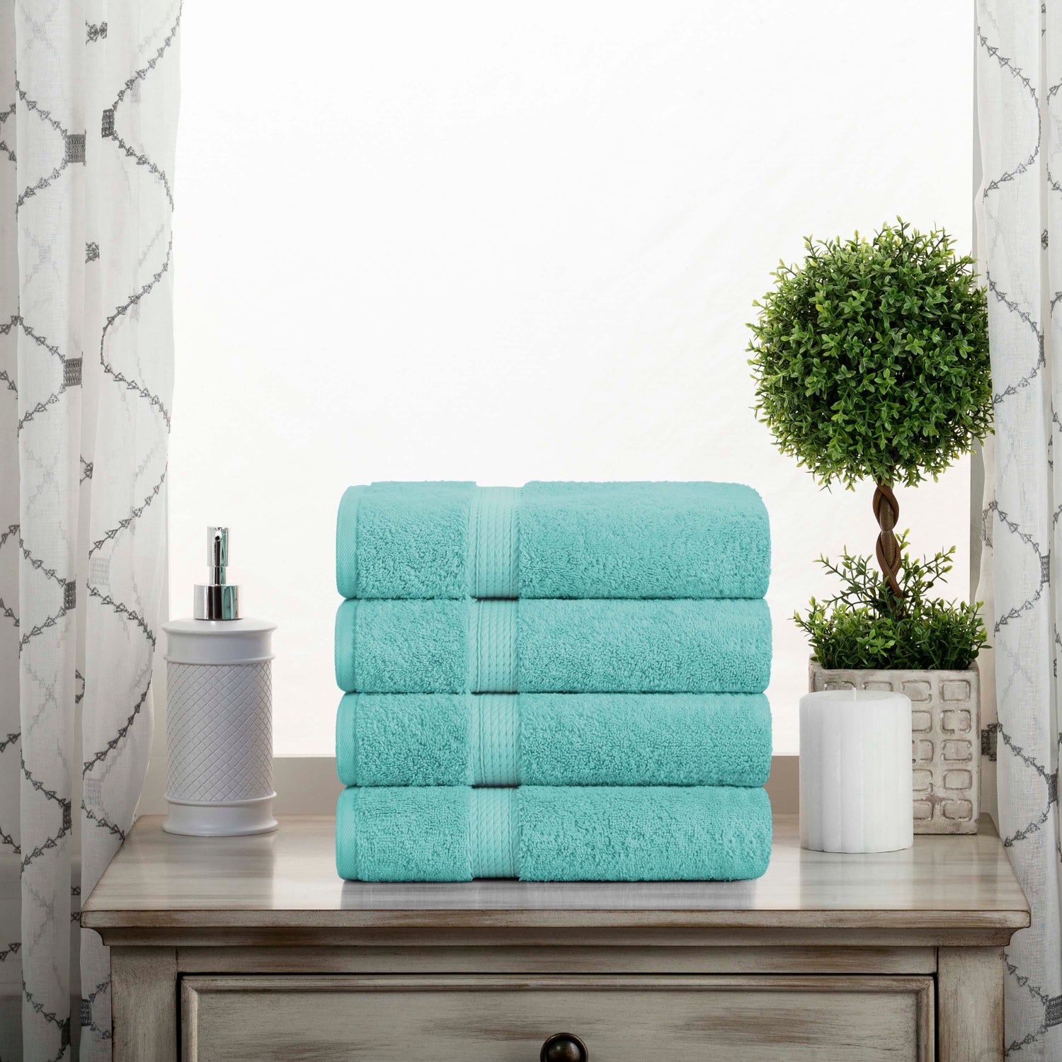 Madison Egyptian Cotton Plush Thick Absorbent Hand Towel Set of 4