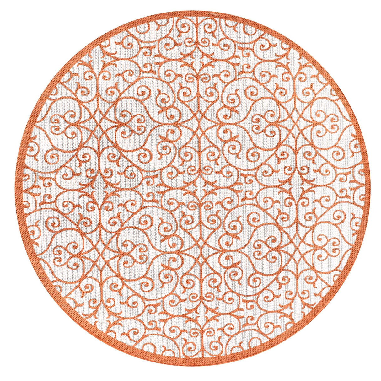 Madrid Vintage Filigree Textured Weave Indoor/Outdoor Round Area Rug - Tuesday Morning - Area Rugs