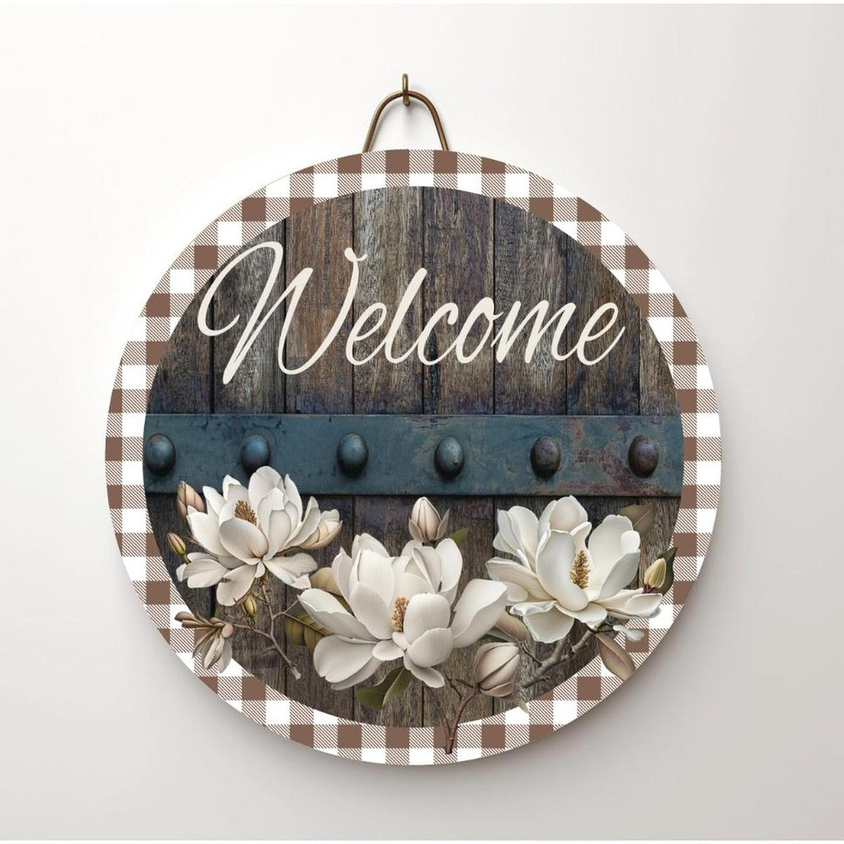 Magnolia Welcome Wood Round Sign