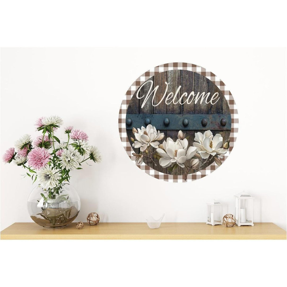 Magnolia Welcome Wood Round Sign