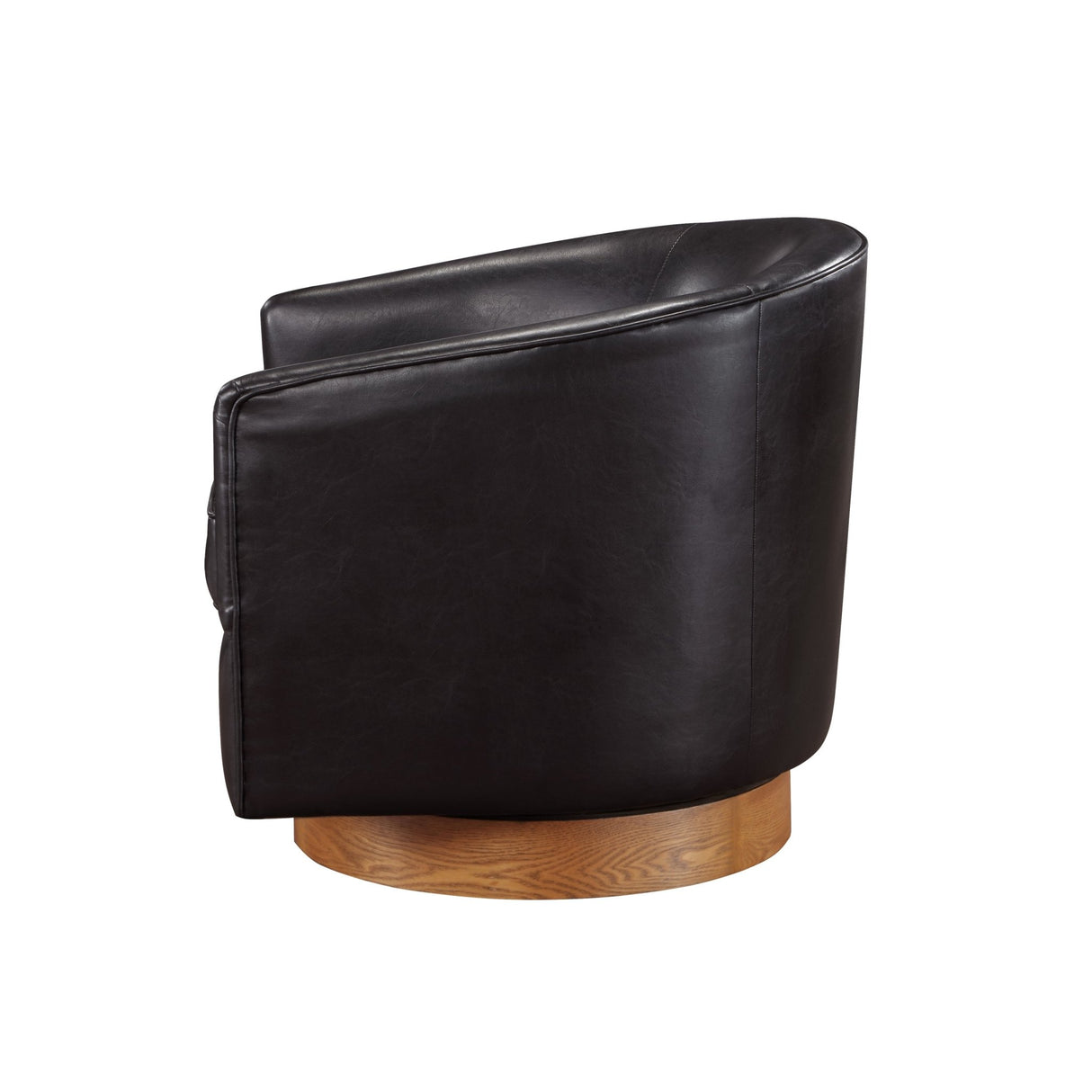 Maisy faux leather wood base barrel swivel chair - Tuesday Morning - Accent Chairs