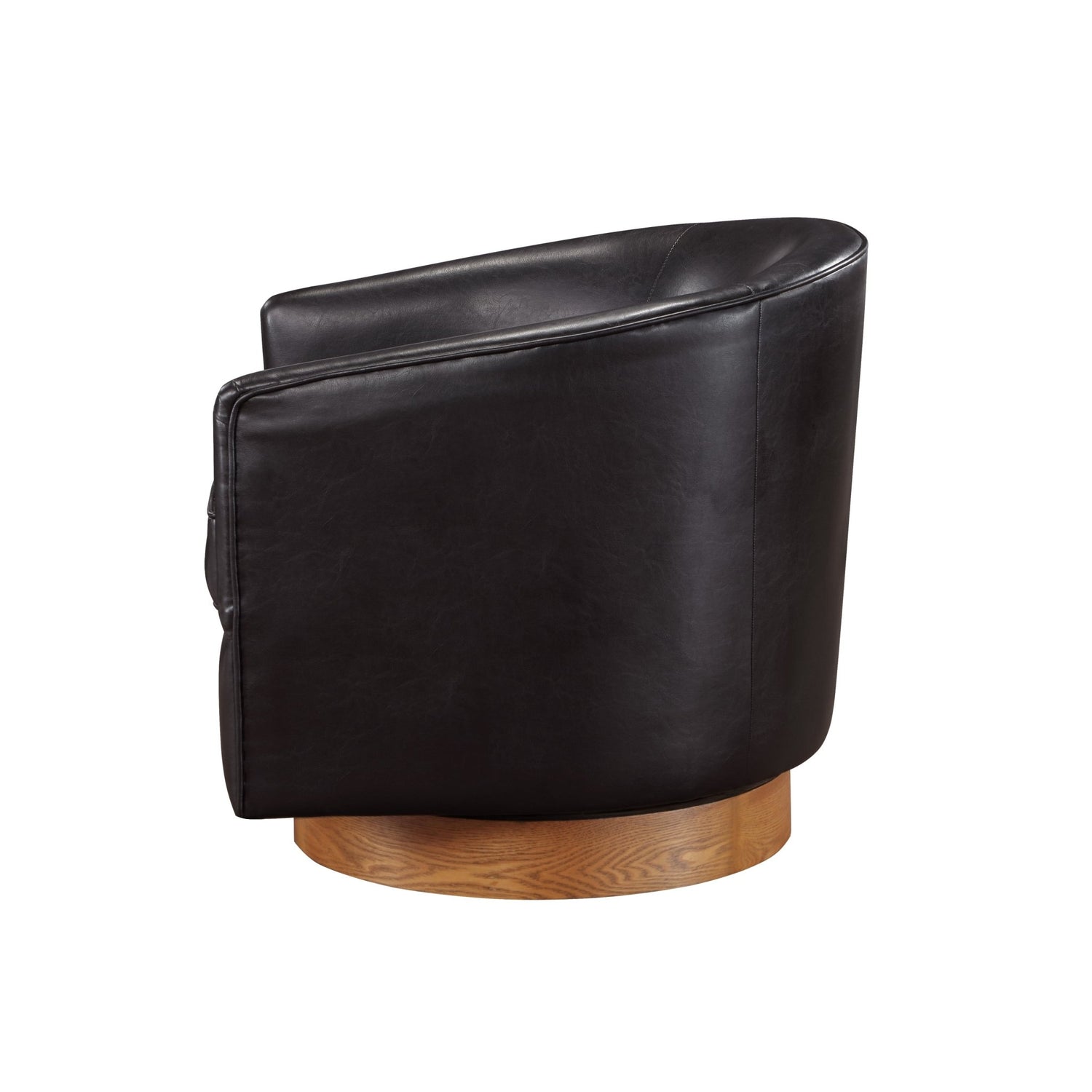 Maisy faux leather wood base barrel swivel chair - Tuesday Morning - Accent Chairs
