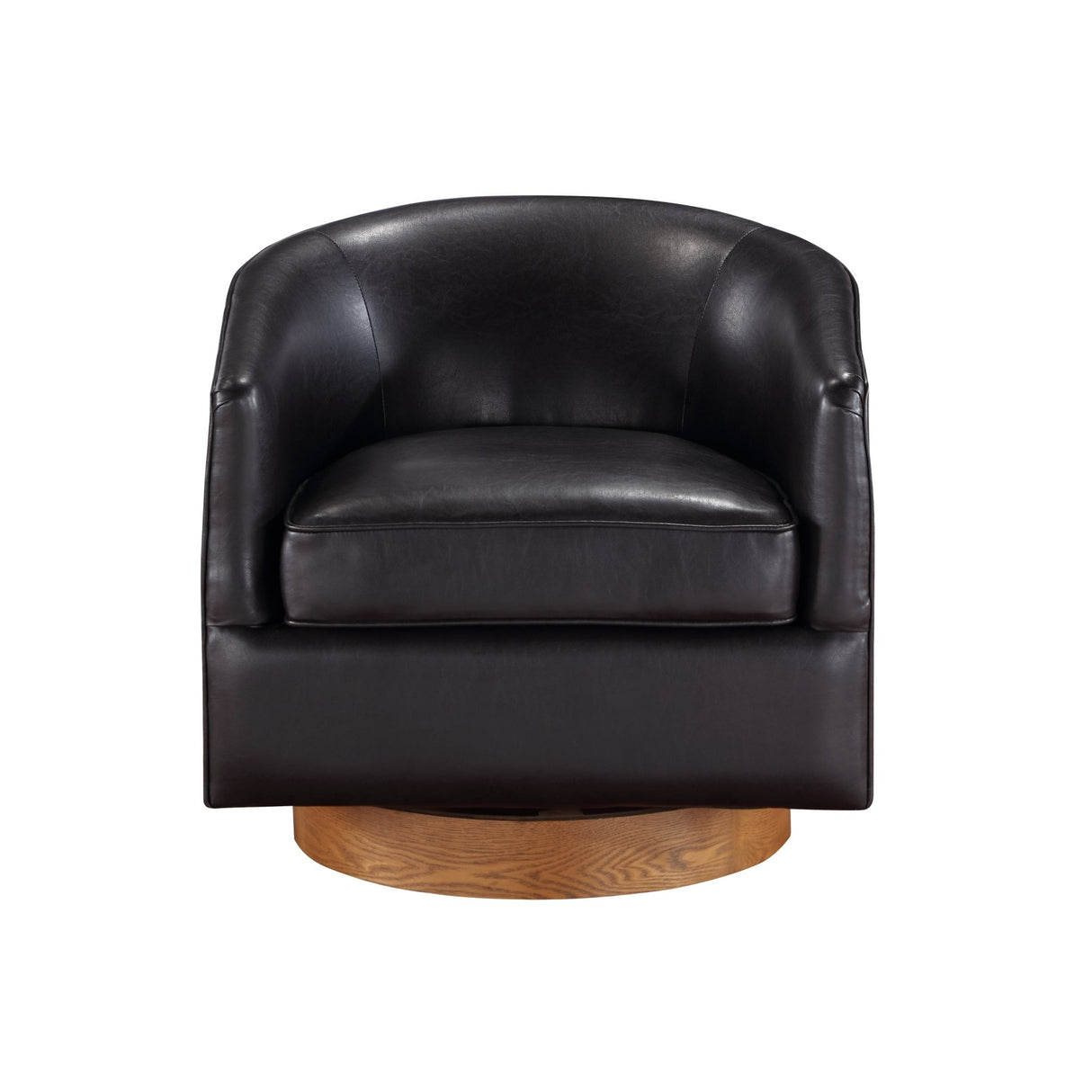 Maisy faux leather wood base barrel swivel chair - Tuesday Morning - Accent Chairs