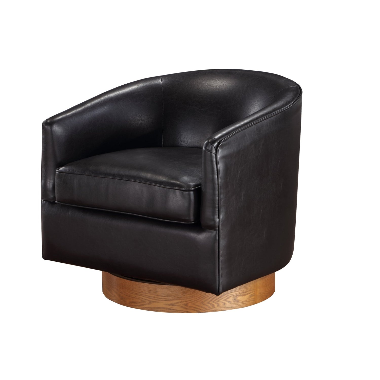 Maisy faux leather wood base barrel swivel chair - Tuesday Morning - Accent Chairs