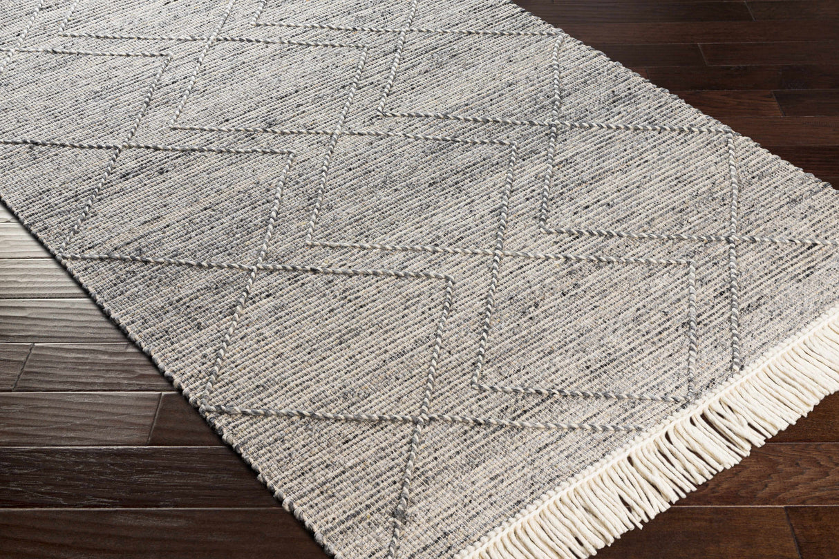 Gray Malilipot Wool Blend Braided Tassel Area Rug - Clearance