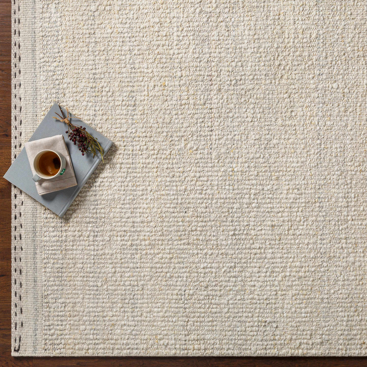 Yaniklar Cream Flat Woven Wool Rug