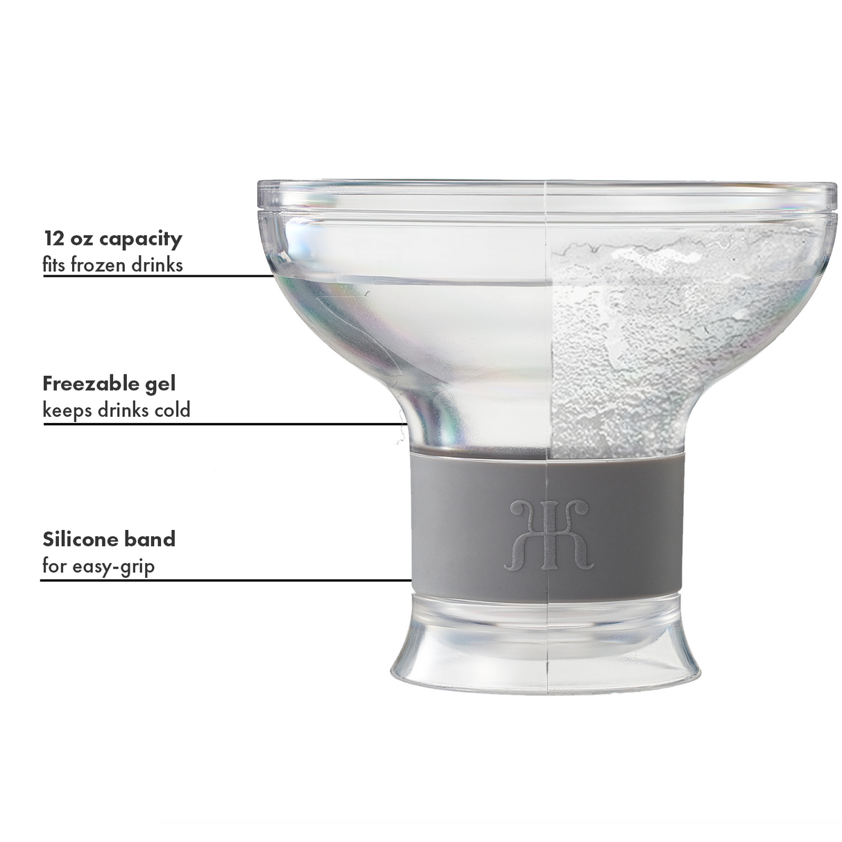 Eze Frozen Margarita & Cocktail Chiller Glasses, Acrylic, Set of 4