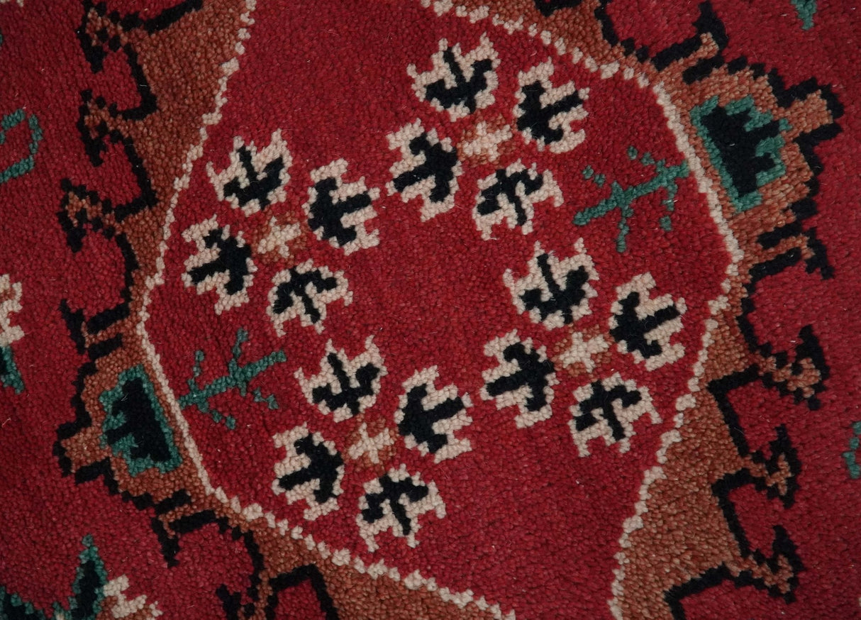 Maroon and Black Traditional Oriental Hand Knotted Custom Made wool Area Rug