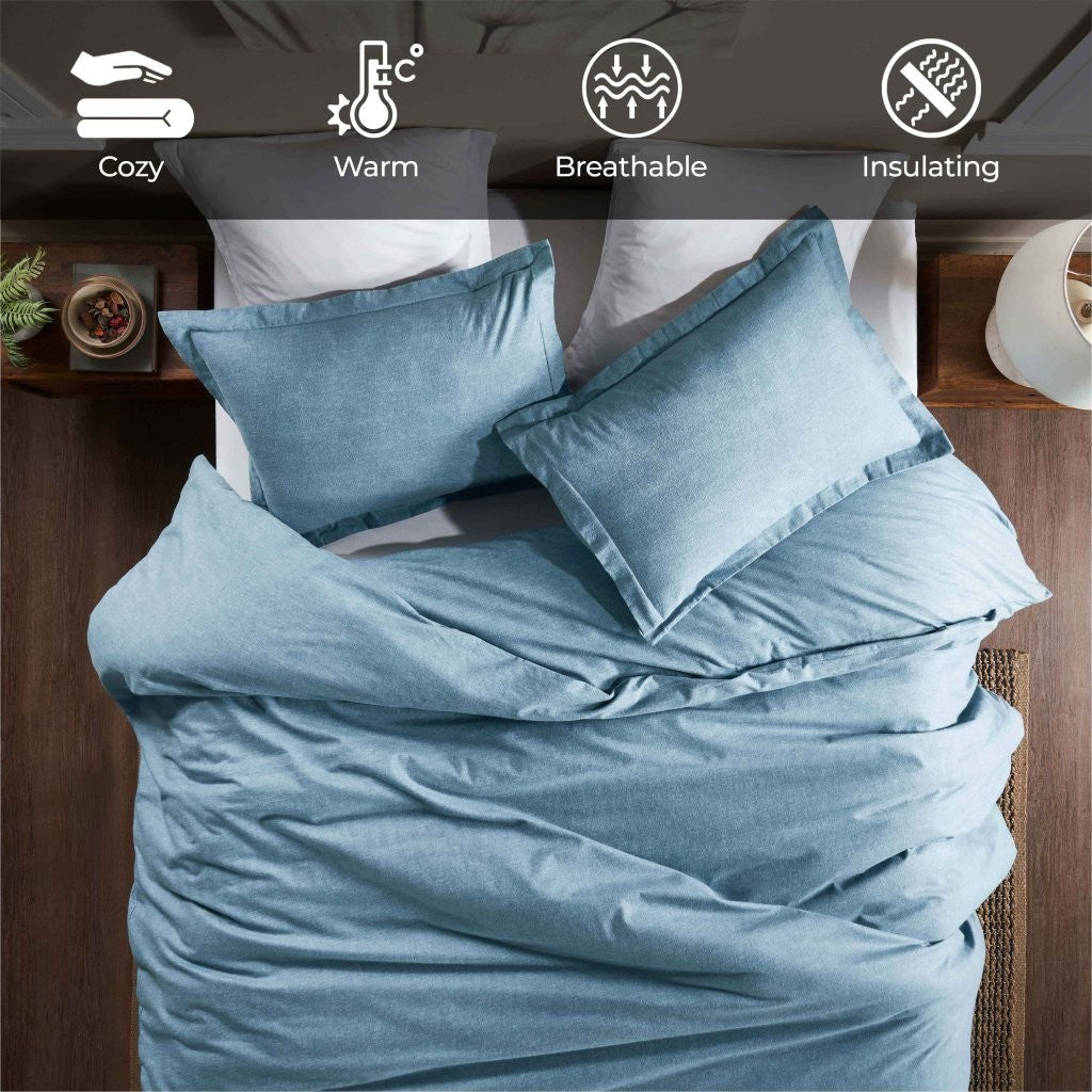 Melange Flannel Cotton Fuzzy Warm Two-Toned Duvet Cover Set - Duvet Cover Set by Superior Brand