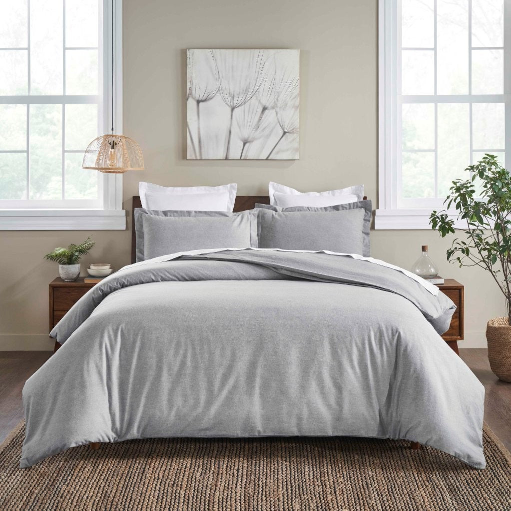 Melange Flannel Cotton Fuzzy Warm Two-Toned Duvet Cover Set - Duvet Cover Set by Superior Brand