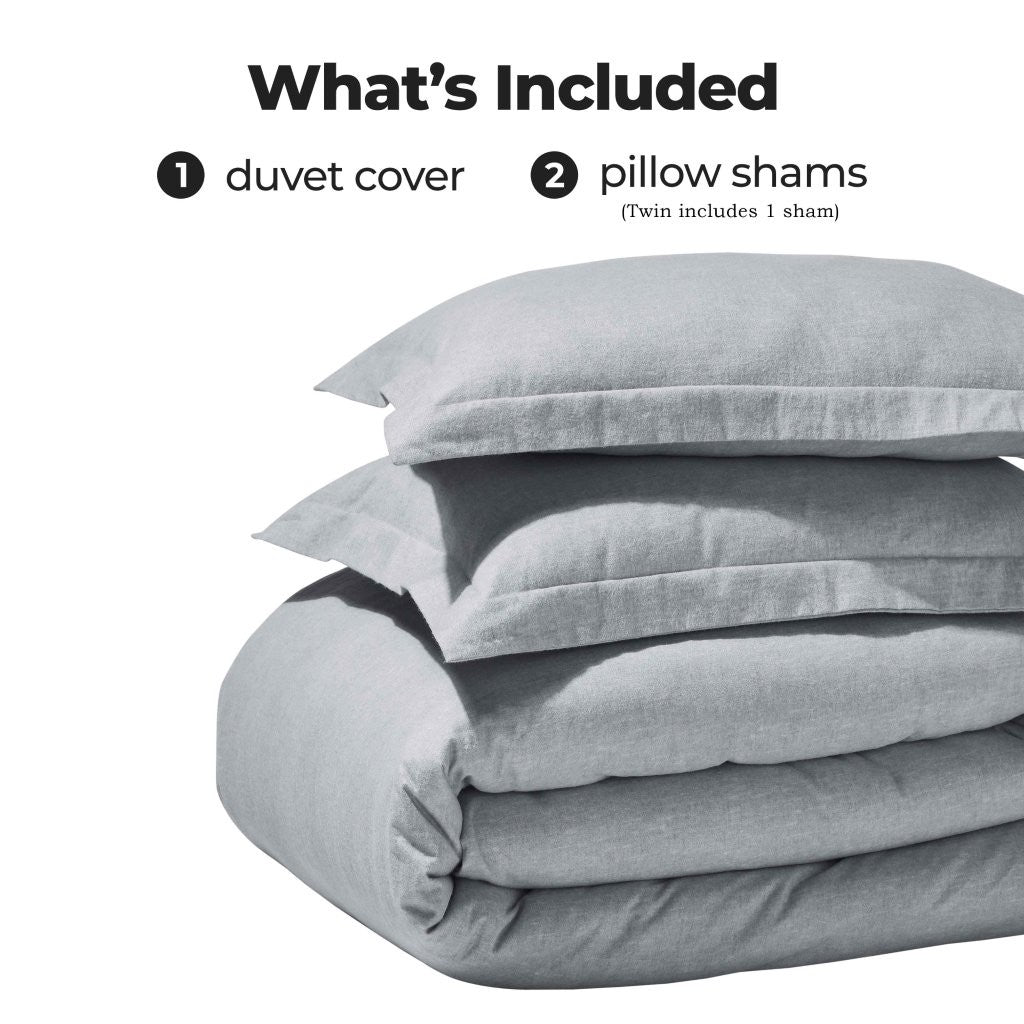 Melange Flannel Cotton Fuzzy Warm Two-Toned Duvet Cover Set - Duvet Cover Set by Superior Brand