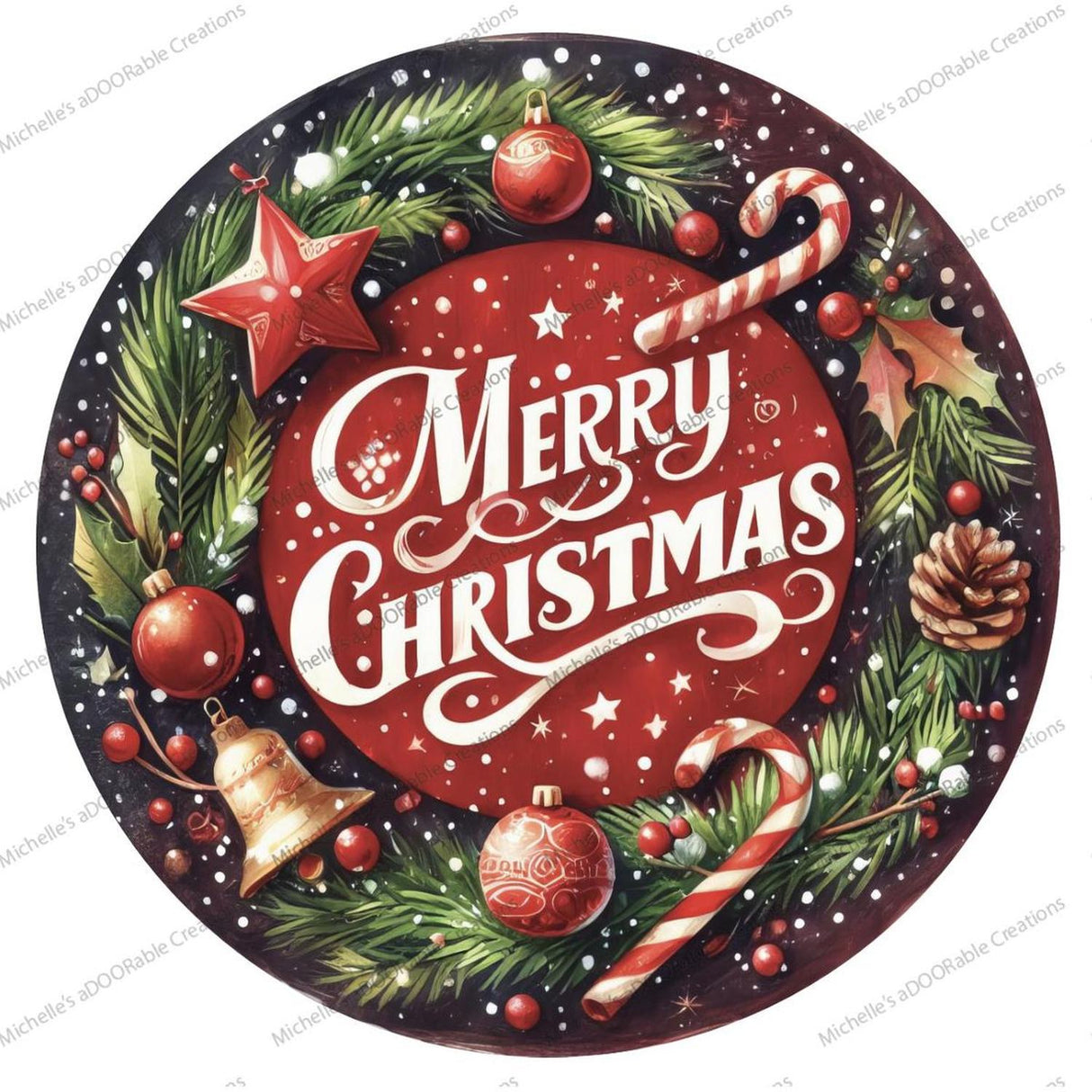 Merry Christmas Candy Cane Sign - Wreath Enhancement
