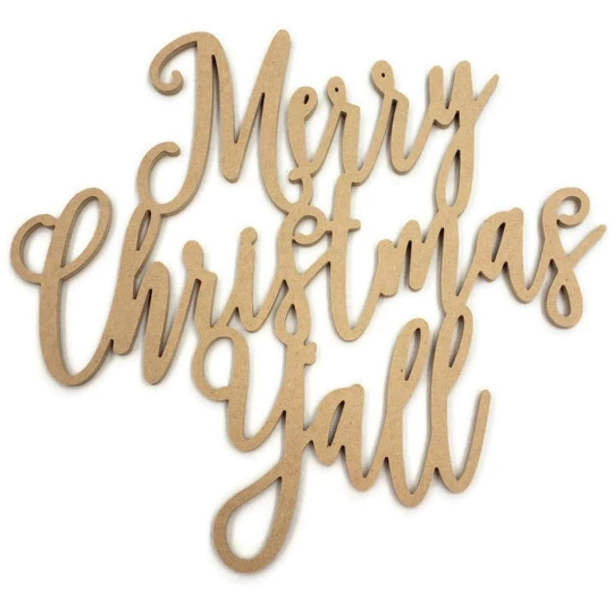 Merry Christmas Yall Wood Cutout - Unfinished Wood