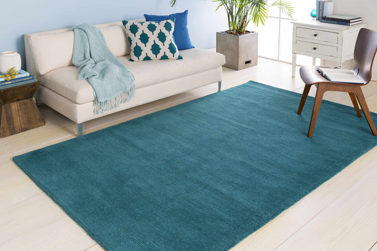 Brockton Solid Teal Wool Rug