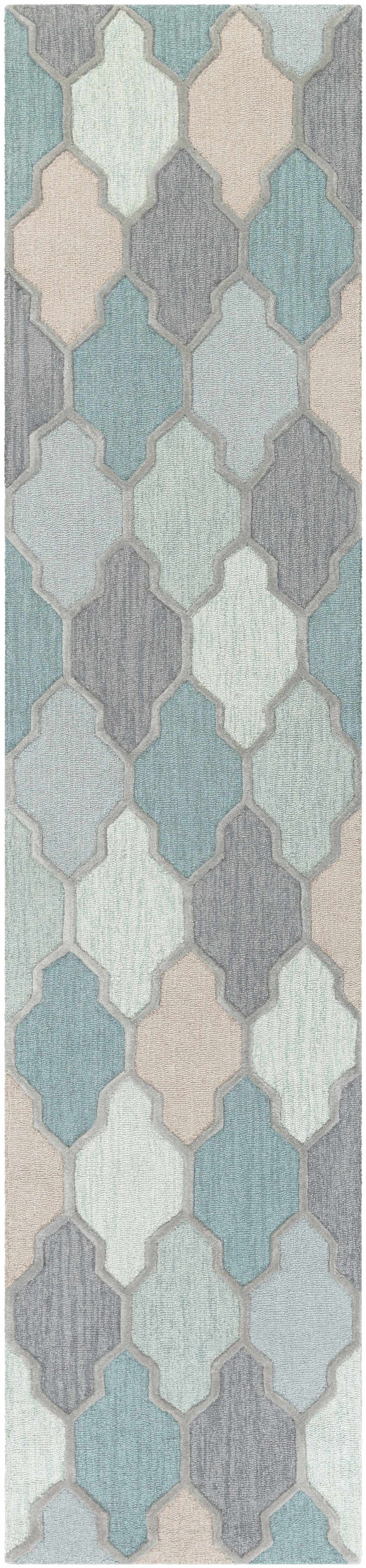 Monteview Sage&Teal Geometric Wool Rug - Clearance