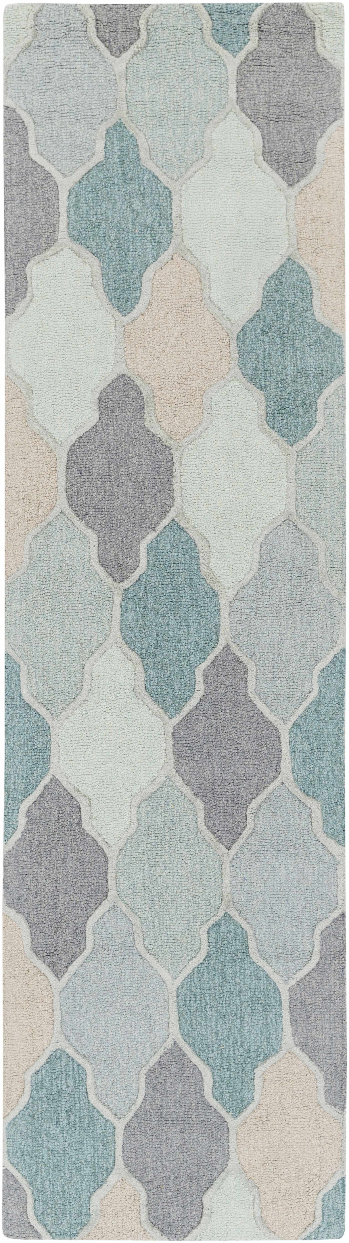 Monteview Sage&Teal Geometric Wool Rug - Clearance