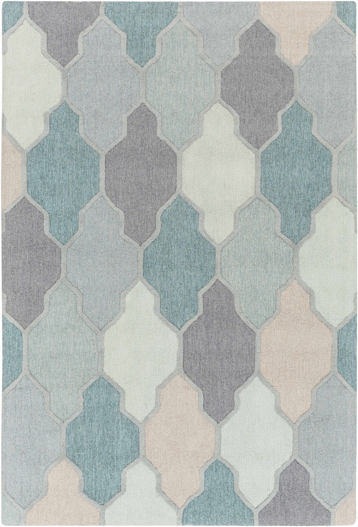 Monteview Sage&Teal Geometric Wool Rug - Clearance