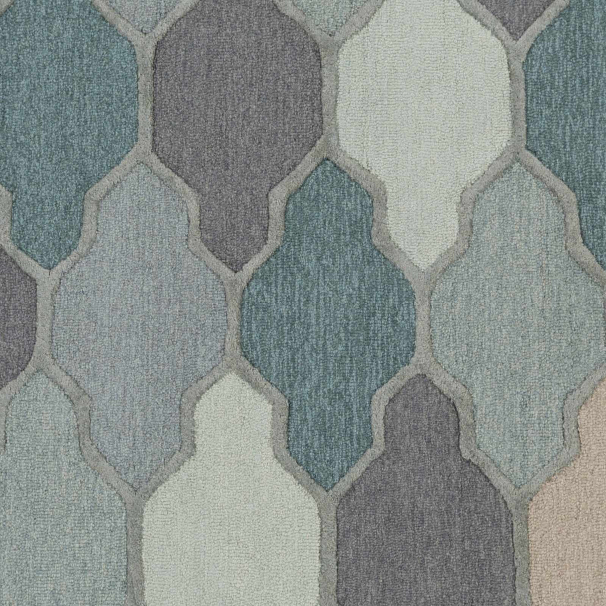 Monteview Sage&Teal Geometric Wool Rug - Clearance