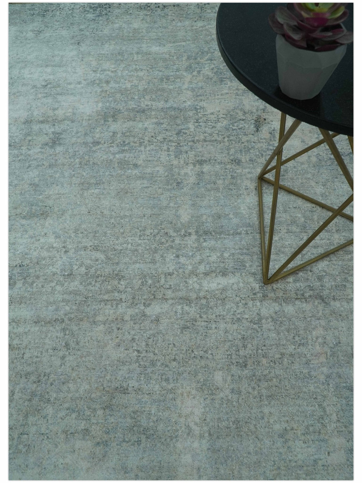 Modern Abstract Design Gray 8x10 Hand Knotted Art Silk Rug