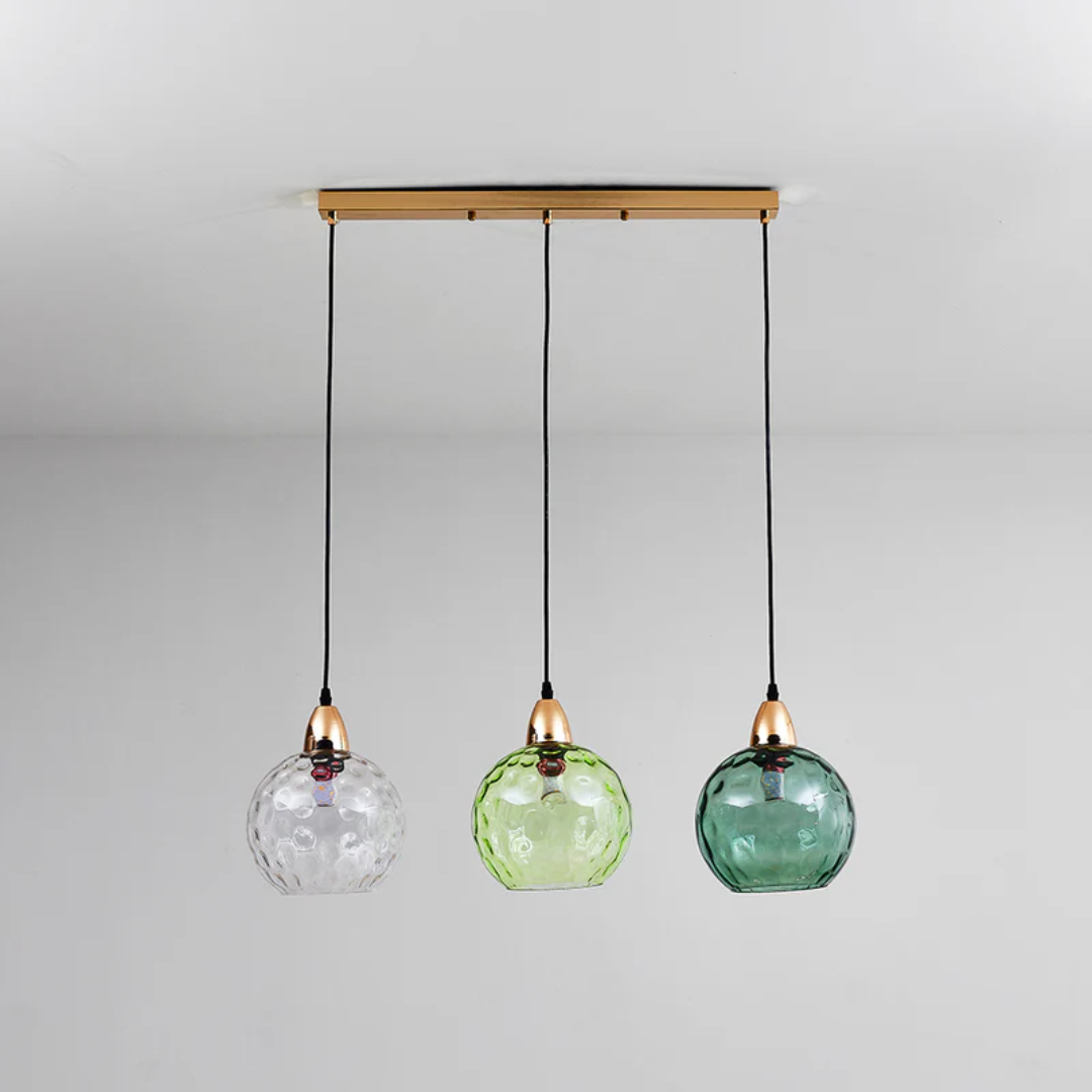 Modern 3 Light Glass Cluster Pendant Light E27 LED Water Ripple Shade