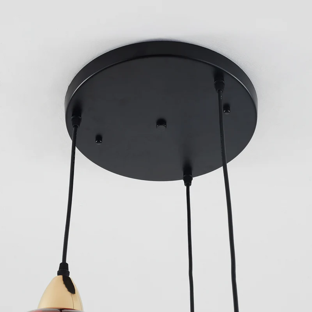 Modern 3 Light Glass Cluster Pendant Light E27 LED Water Ripple Shade