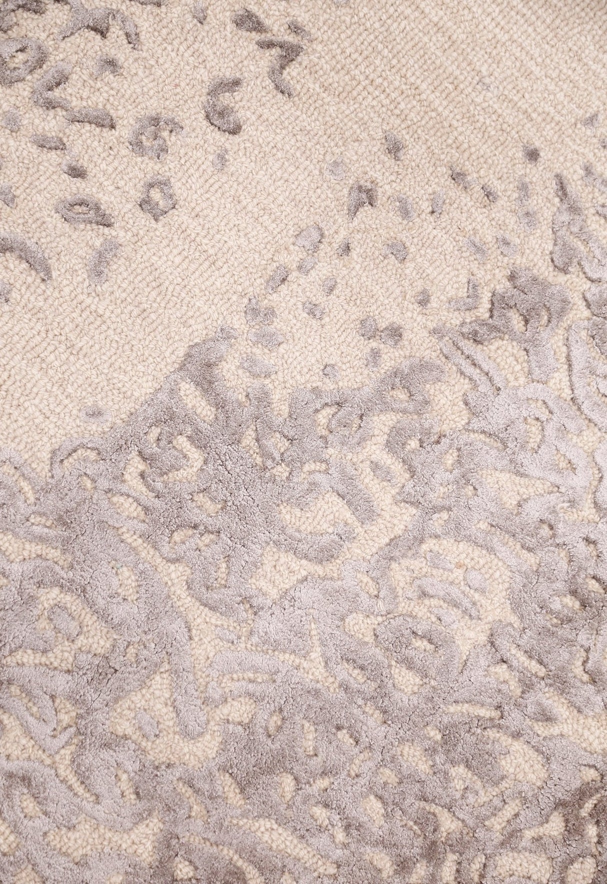 Modern Lace Border Beige Hand Tufted 5x5 Wool Area Rug