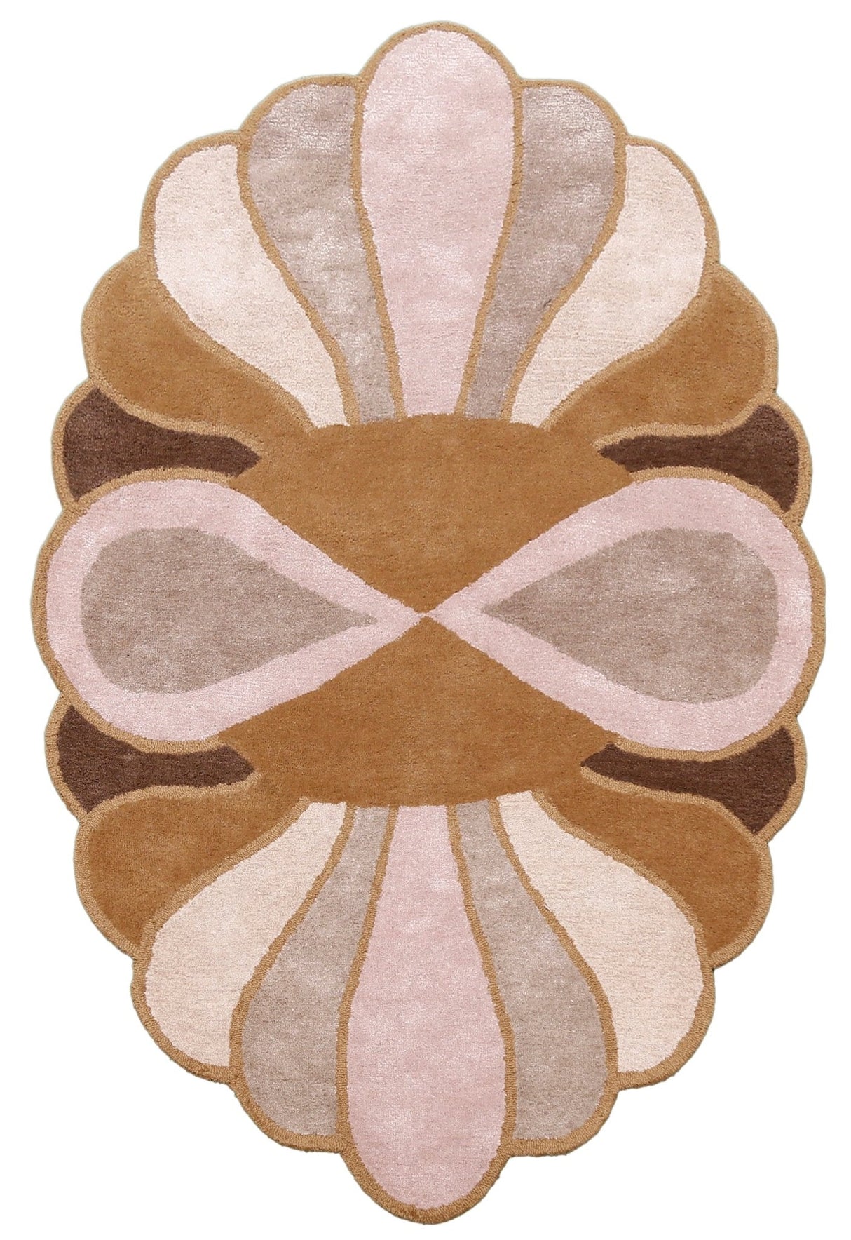 Modern Petal Camel Hand Tufted 5x8 Wool Area Rug
