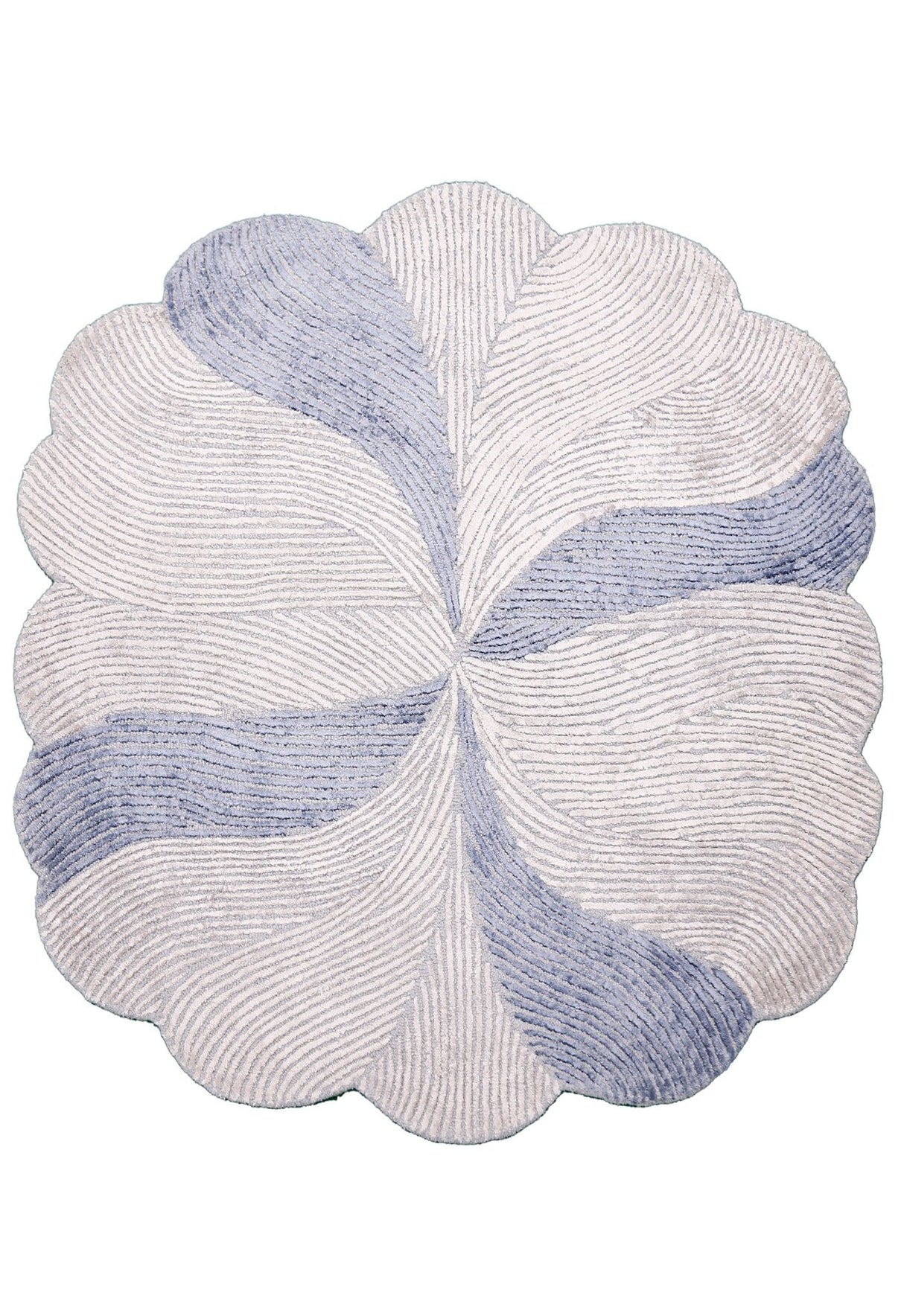 Modern Petal Ivory Hand Tufted 5x5 Wool Area Rug