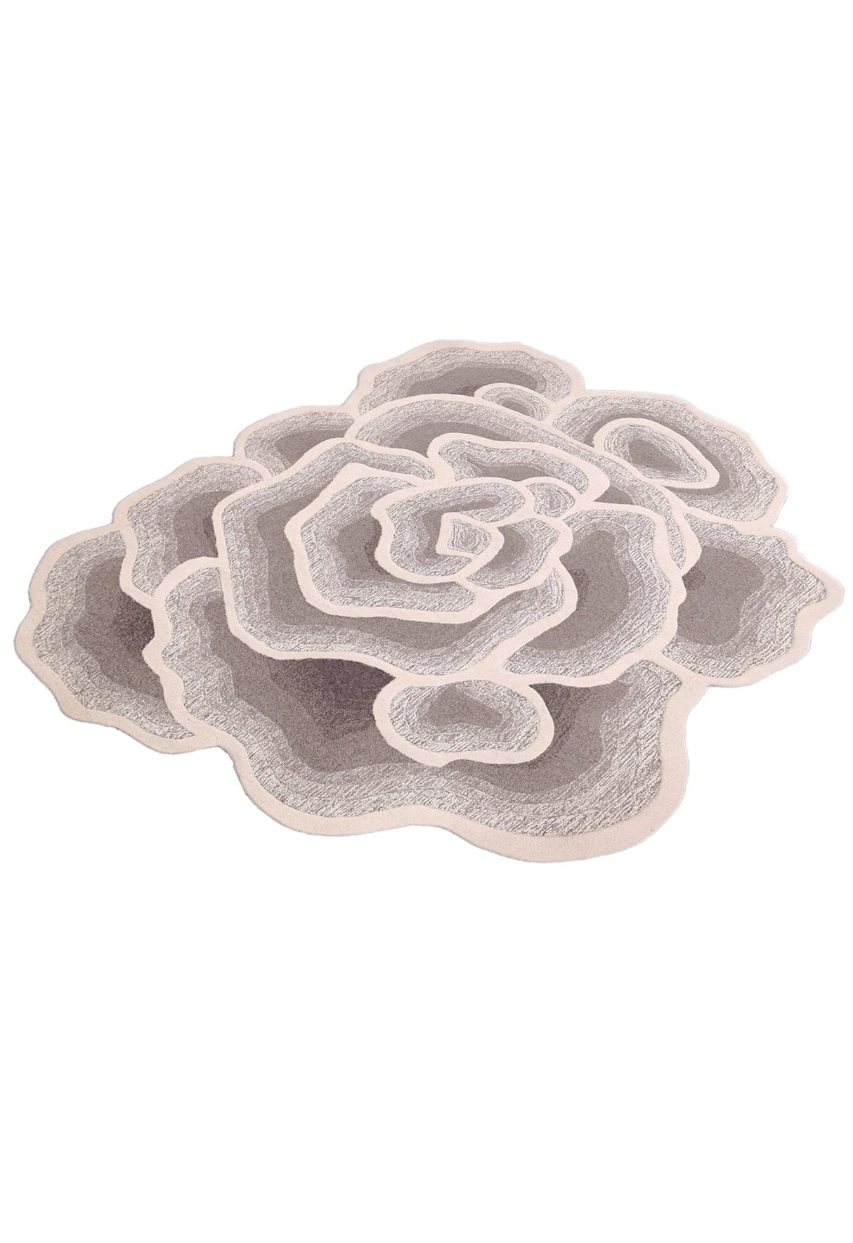 Modern Petal Layers Ivory Hand Tufted 6x8 Wool Area Rug