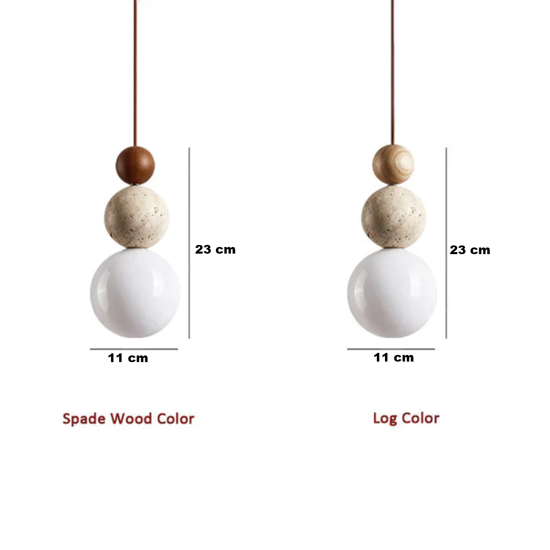 Travertine Wood Pendant Light G9 Modern Natural Ceiling Lamp 23cm