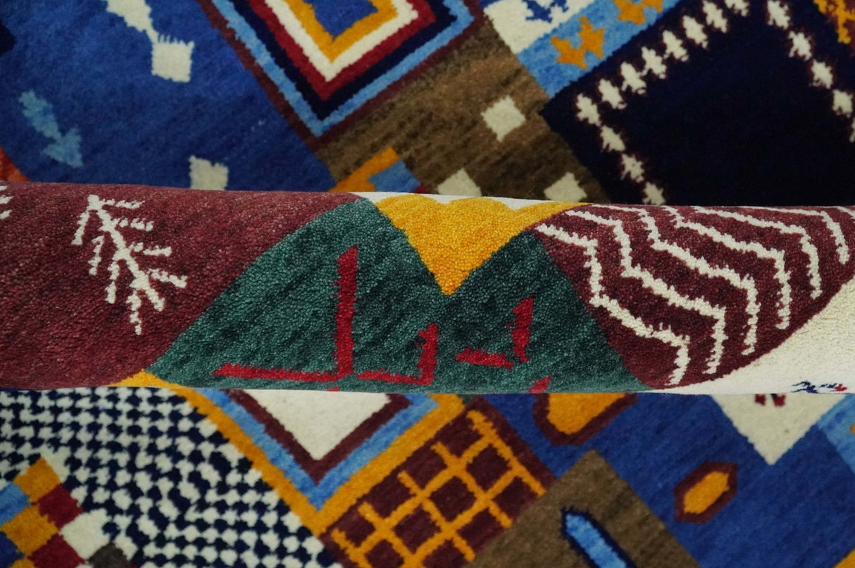 5x7 Multicolor Abstract Wool Hand Woven Southwestern Lori Gabbeh Rug