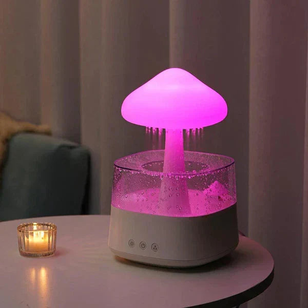Mushroom Cloud Rain Humidifier with LED Night Light Quiet Diffuser