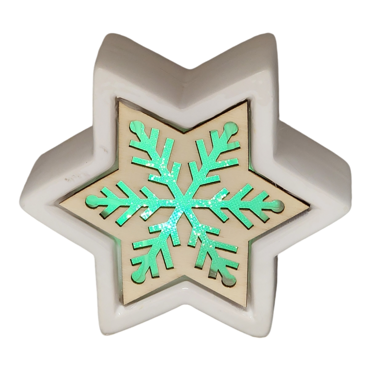 Color Changing Dolomite & Wood Decor - Snowflake