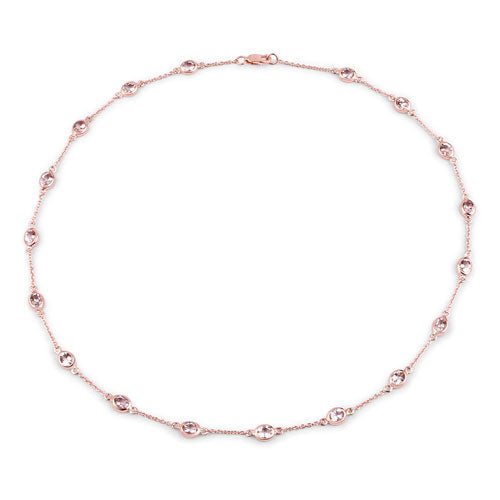 14K Rose Gold Plated 4.50 Carat Genuine Morganite .925 Sterling Silver Necklace